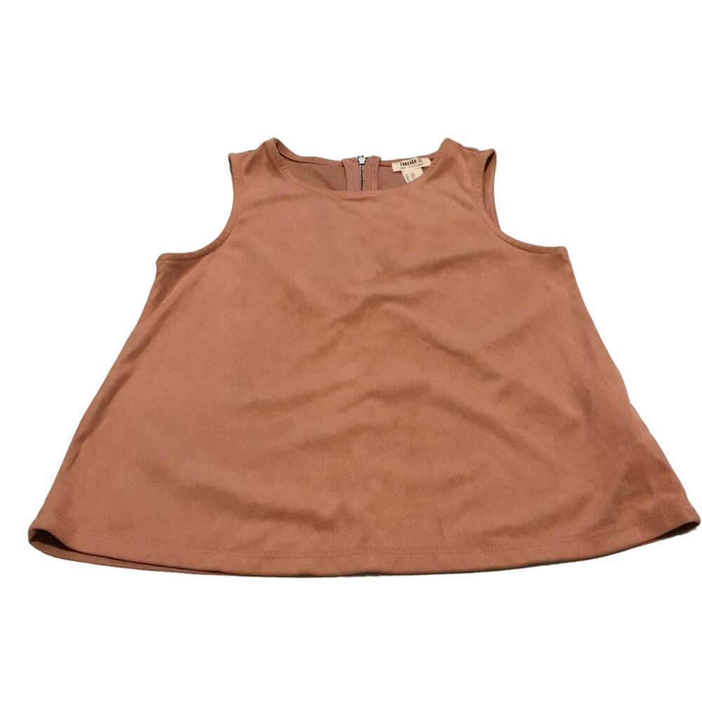 Boho Western Tank Blush Faux Suede Pullover Zipper Forever 21 Girls 9-10